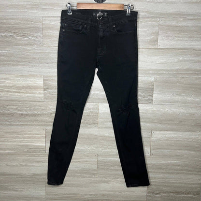 Hollister Mujer Sz 29 Vaqueros pitillo negros desgastados de talle medio