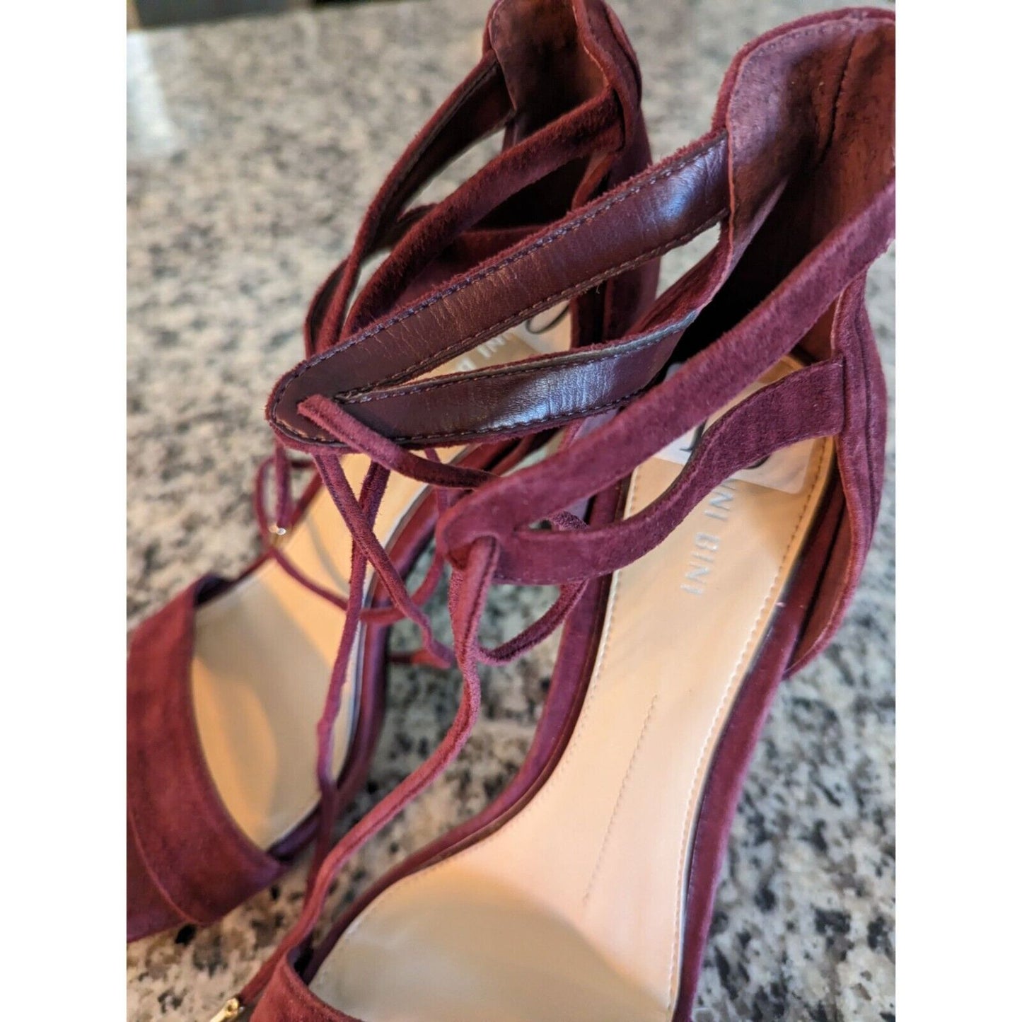 Gianni Bini Womens Sz 10 Purple Suede Leather Strappy High Heels