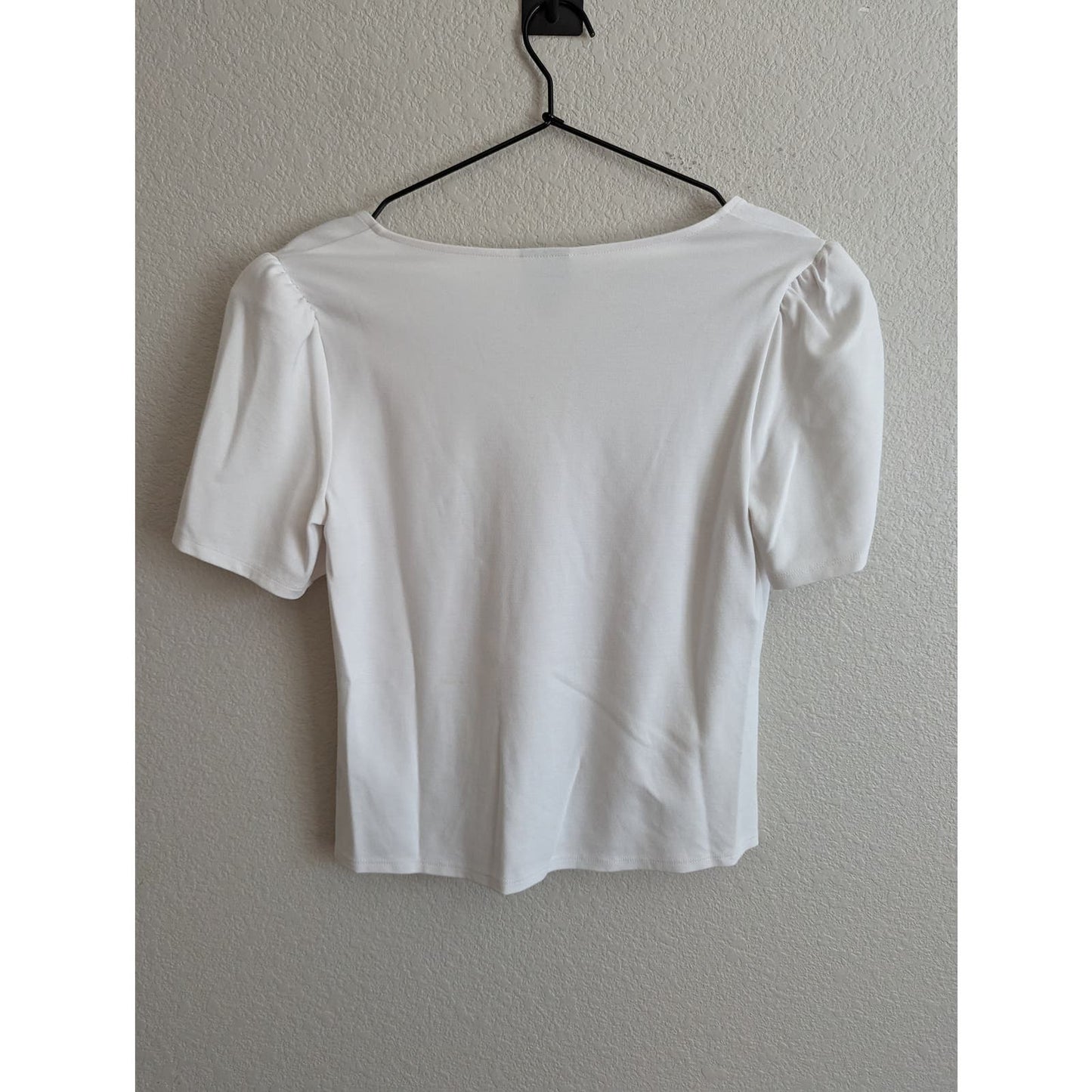 Vintage Worthington PM Petite Sweetheart Neck Short Sleeve Blouse White