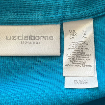 Vintage Liz Claiborne Lizsport Womens Sz XL Thick Knit Polo Shirt Blue