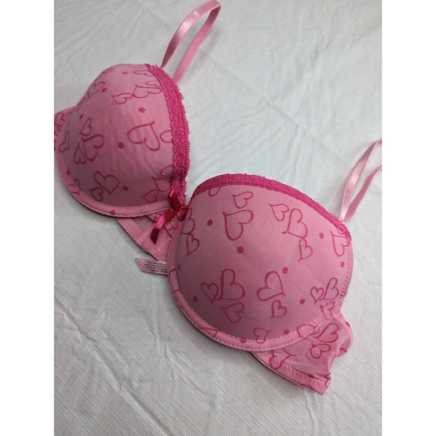 Vintage Y2K Native Intimates Womens Sz 36C Light Pink Heart Bra Padded