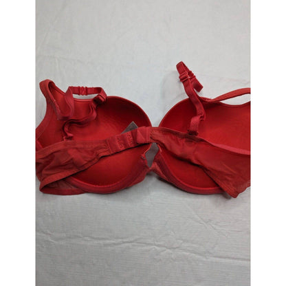 Victorias Secret Womens Sz 34C Padded Demi Bra Red Satin