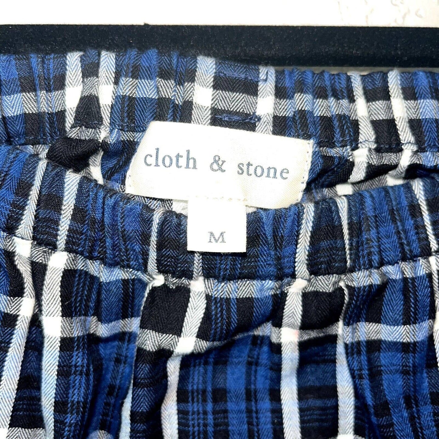 Cloth & Stone Womens Sz M 100% Cotton Long Sleeve Plaid Shirt Blue Black