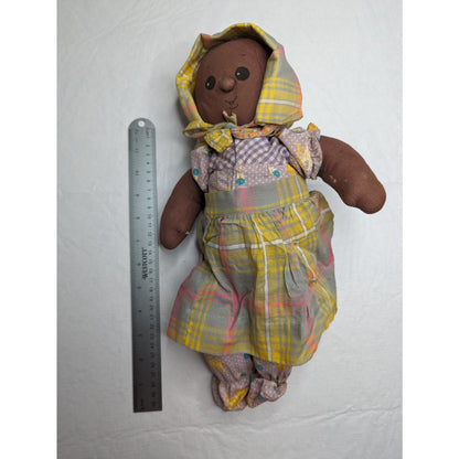 Vintage 1960s African American Handmade Baby Doll Cloth 16" Tall