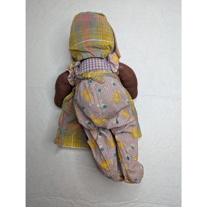 Vintage 1960s African American Handmade Baby Doll Cloth 16" Tall