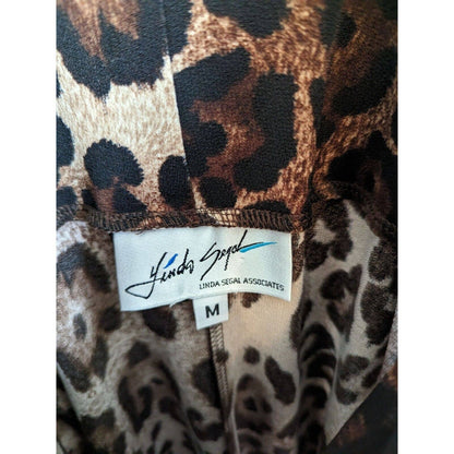 Vintage 1990s Linda Segal Womens Sz M Leopard Print Knee Length Dress