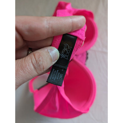 Smart & Sexy Womens Sz 38C Hot Pink and Black T Shirt Bra Vintage Y2K