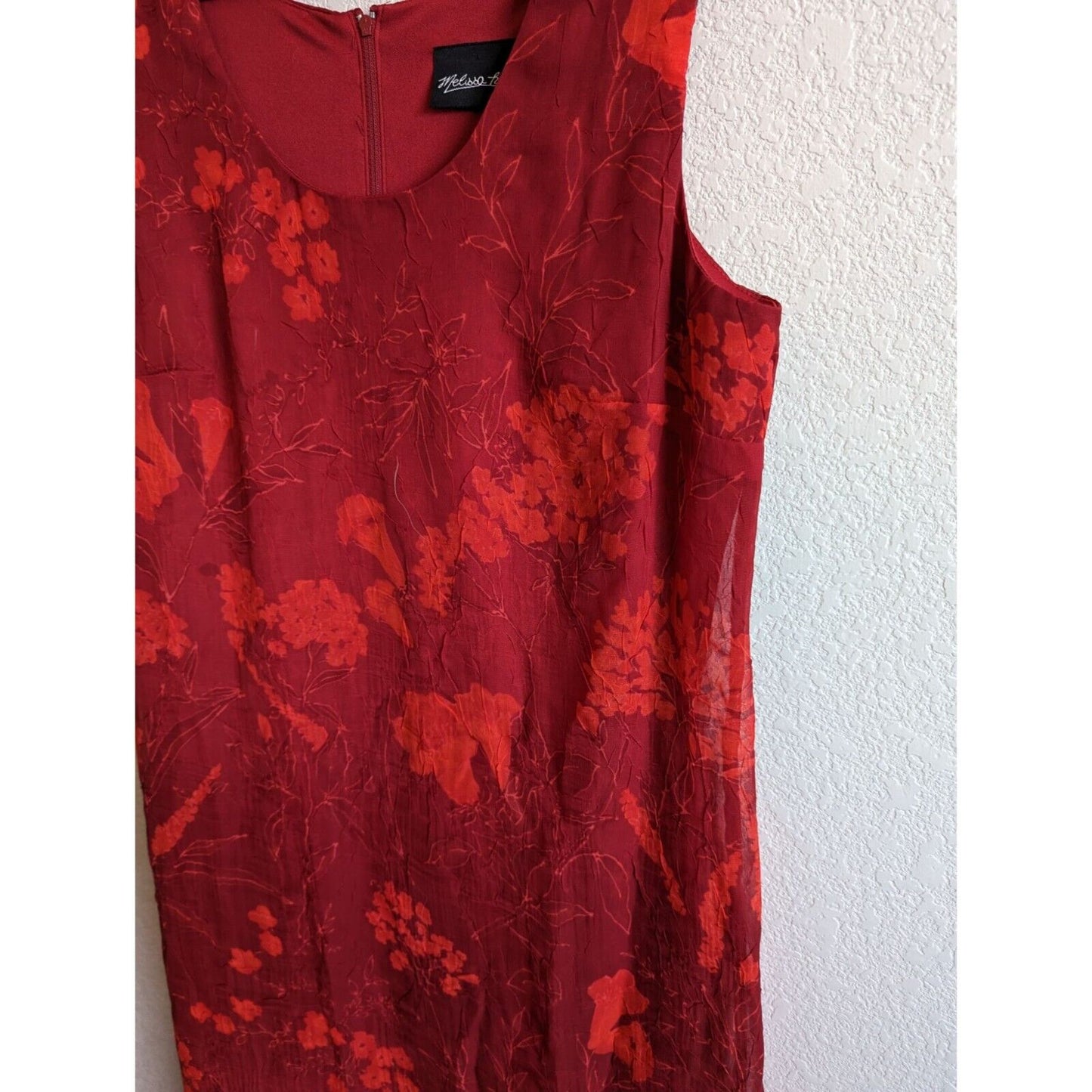 Melissa Harper Womens Sz 8 Vintage 1990s Red Floral Dress Midi