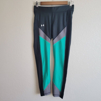 Under Armour Womens Sz M Compression Leggings Black and Teal