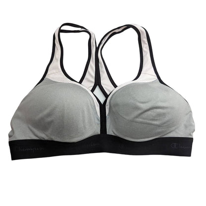 Champion Womens Sz XL Lightly Padded Sports Bra Gray Black White