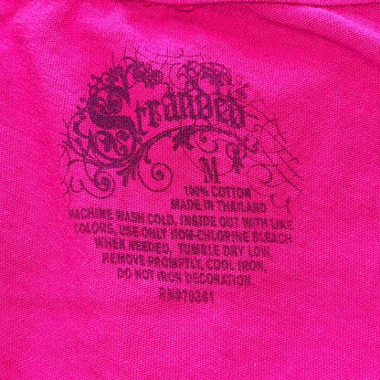 Stranded Womens Sz M 100% Cotton Short Sleeve V Neck T Shirt Pink Rose