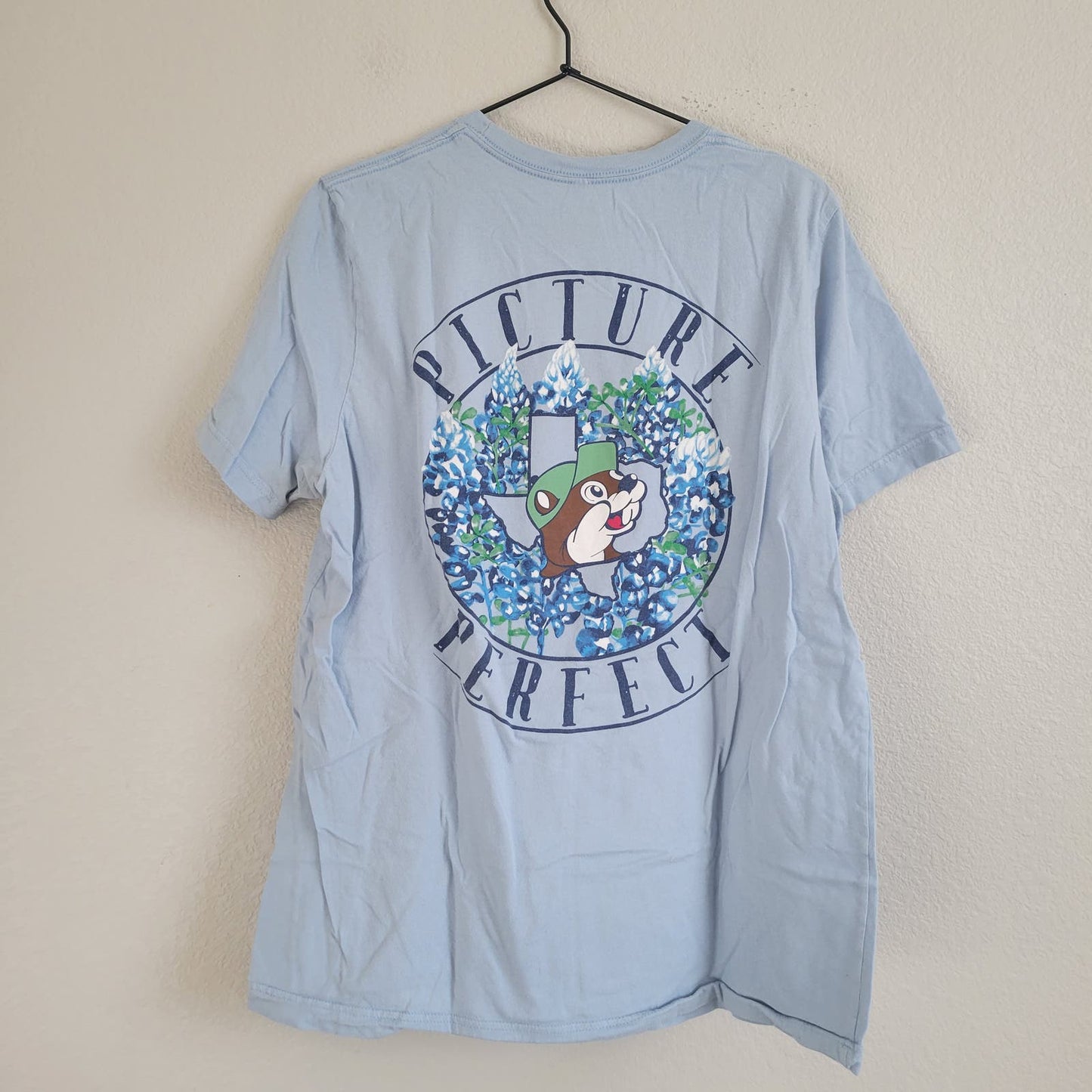 Bucees Texas Adult Sz L Short Sleeve T Shirt Picture Perfect Light Blue