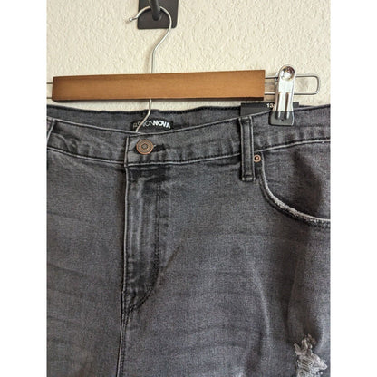 Fashion Nova Juniors Sz 13 Hometown Cutie Destroyed Mom Jeans Gray NEW
