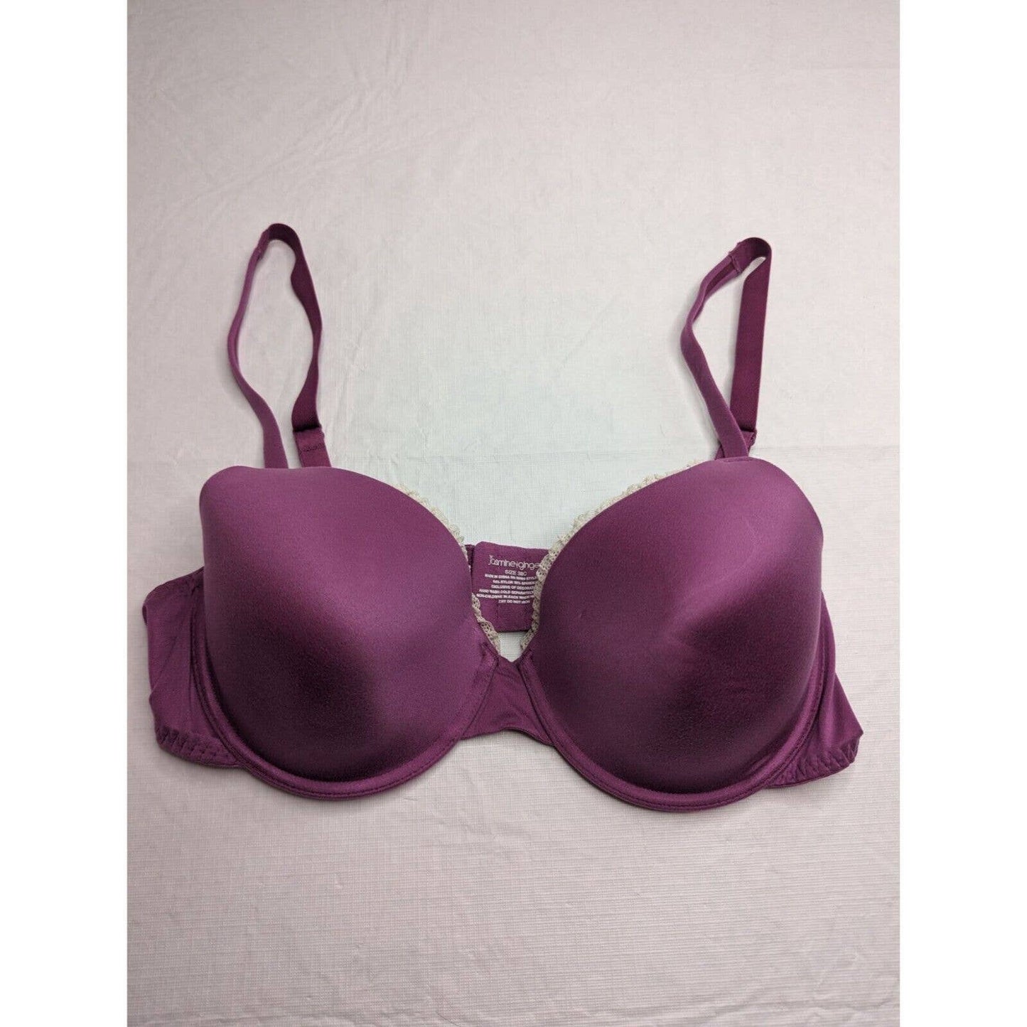 Vintage Y2K Jasmine & Ginger Womens Sz 38C T Shirt Bra Purple w/ Lace Trim