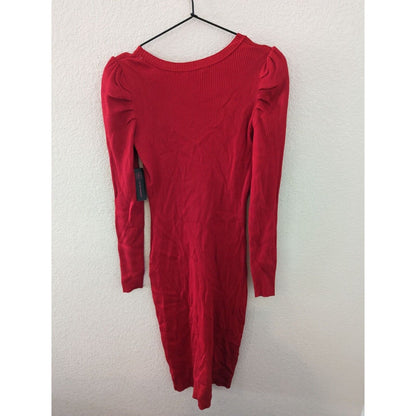 Vintage Y2K No Boundaries Juniors Sz M Ribbed Long Sleeve Dress Red NEW