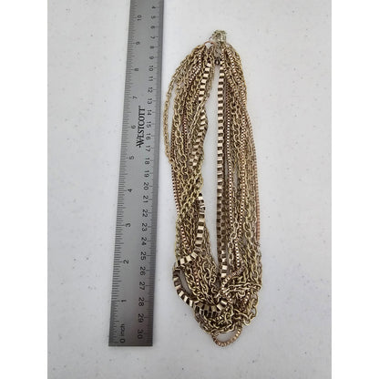 Vintage Y2K 2000s Layered Gold Tone Chain Necklace Formal