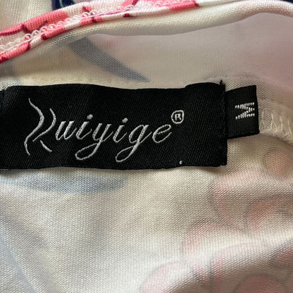 Kuiyige Womens Sz M Cotton Blend Fit and Flare Midi Dress Pink Crane