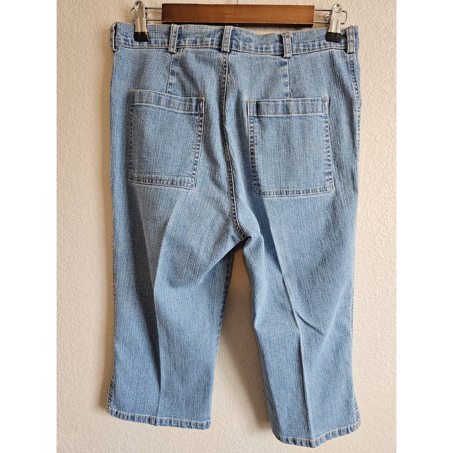 Gloria Vanderbilt Womens Sz 8P Petite Cropped Wide Leg Jeans Light Wash