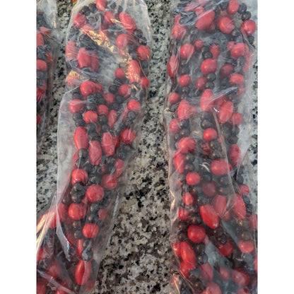 Vintage 1970s Santas World Holiday Trim Beaded Garland Lot of 3 Red Black