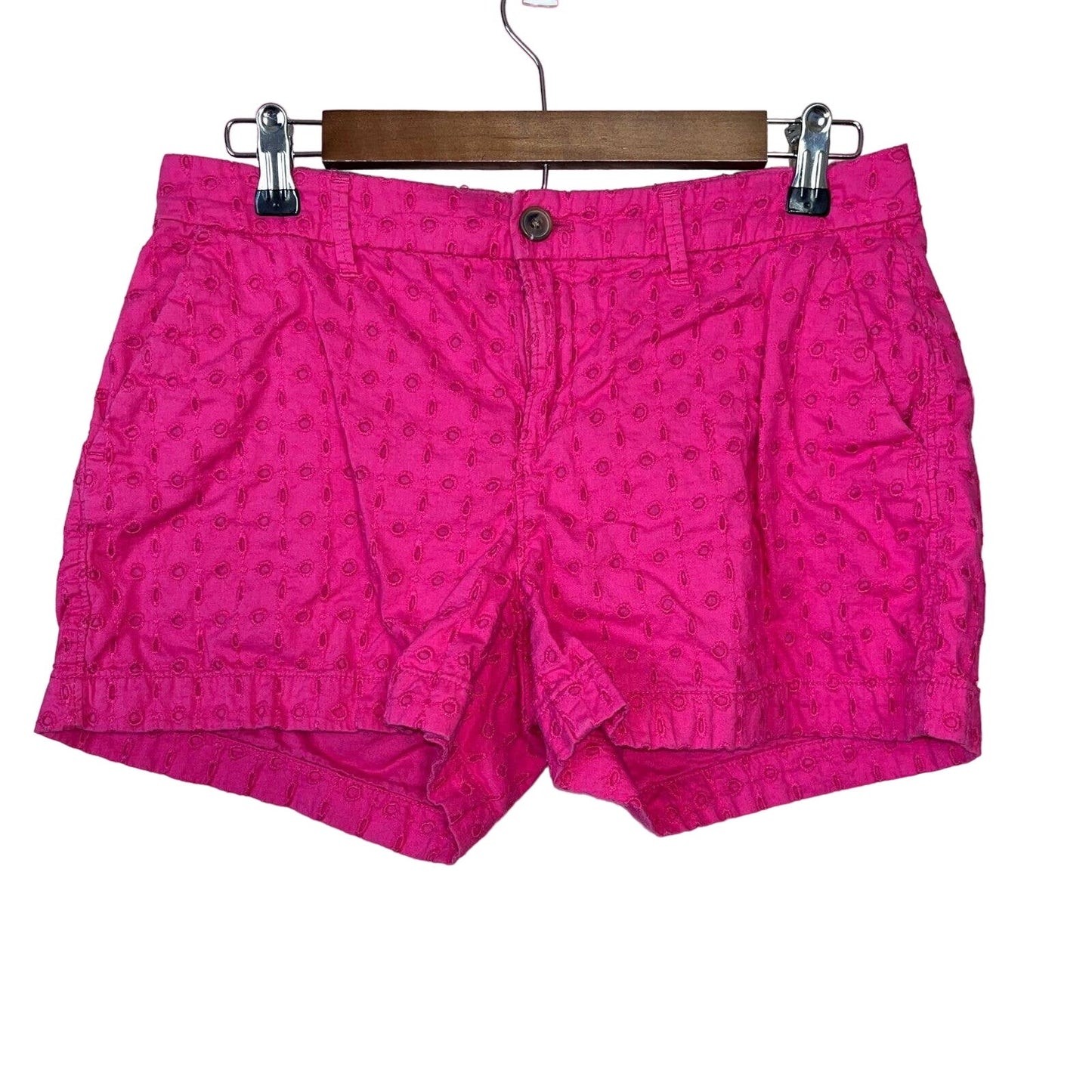 Old Navy Womens Sz 4 Bright Pink Chino Shorts Cotton