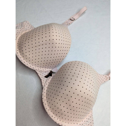 Maidenform Womens Sz 36D Light Pink and Black Polka Dot T Shirt Bra