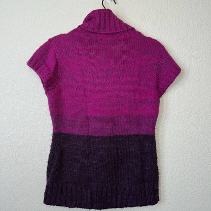 Dressbarn Womens Sz M Short sleeve Turtleneck Sweater Purple Knit