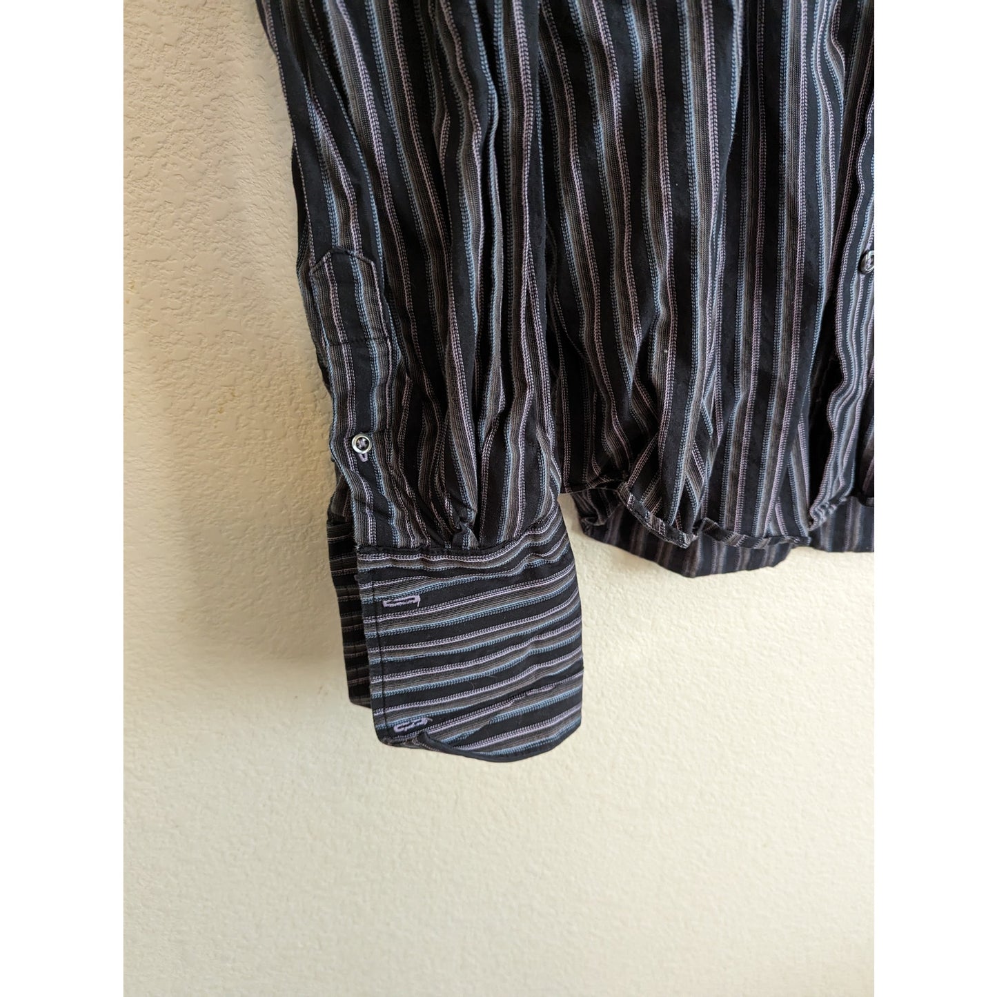 Linea Dome Chemise Mens Sz M Button Down Long Sleeve Dress Shirt Cotton Striped