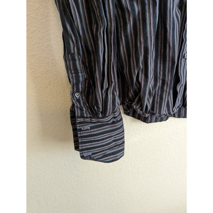 Linea Dome Chemise Mens Sz M Button Down Long Sleeve Dress Shirt Cotton Striped