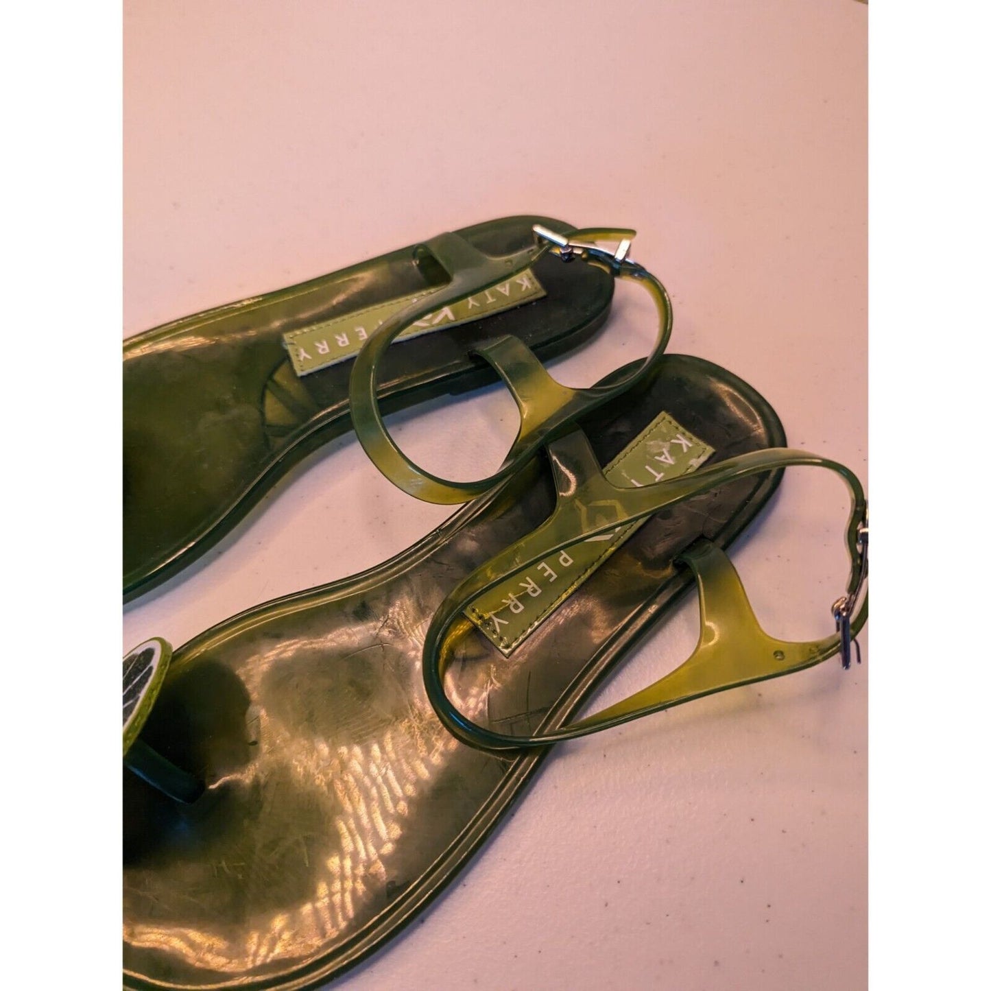 Katy Perry Jelly Geli LIME Green Scented Flats Sandals PVC Size 6