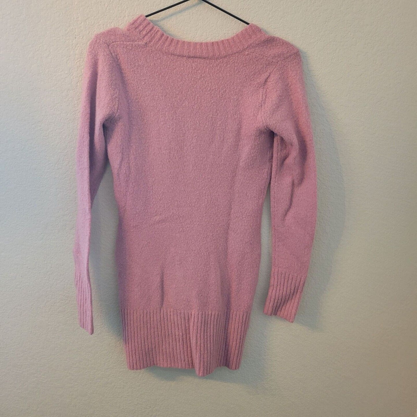 Vintage Alloy Womens Sz S Light Pink V Neck Fuzzy Sweater