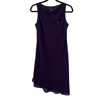 Virgo Petite Womens Sz 8P Purple Formal Dress Asymmetrical Hem