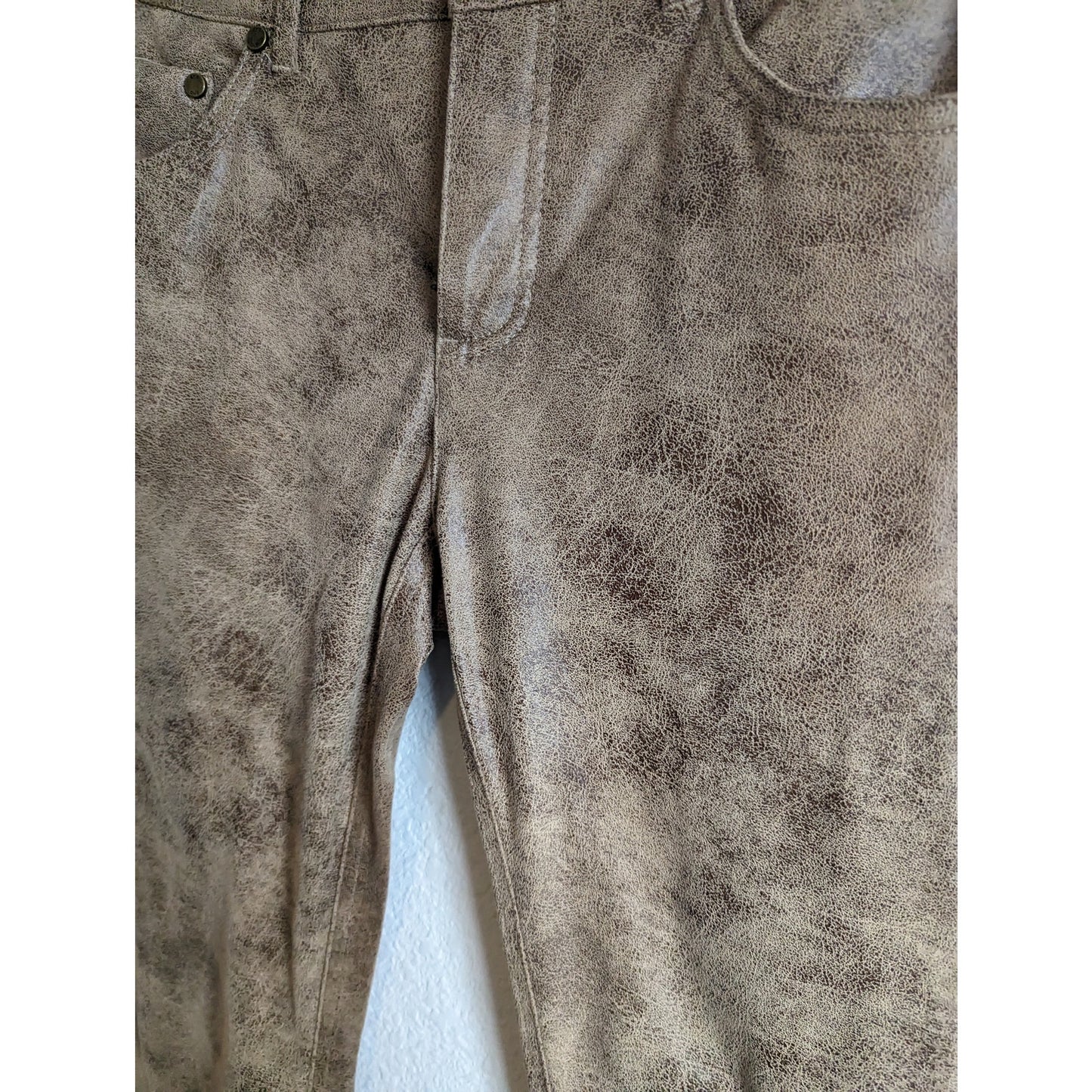 Eric Womens Sz 4 Faux Leather Pull On Leggings Brown Stretchy