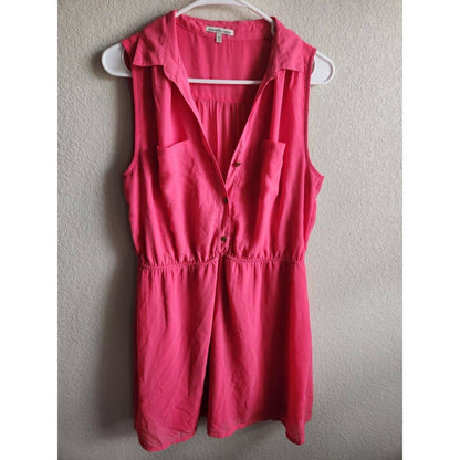 Charlotte Russe Womens Sz L Satin Shirt Dress Dark Pink Knee Length