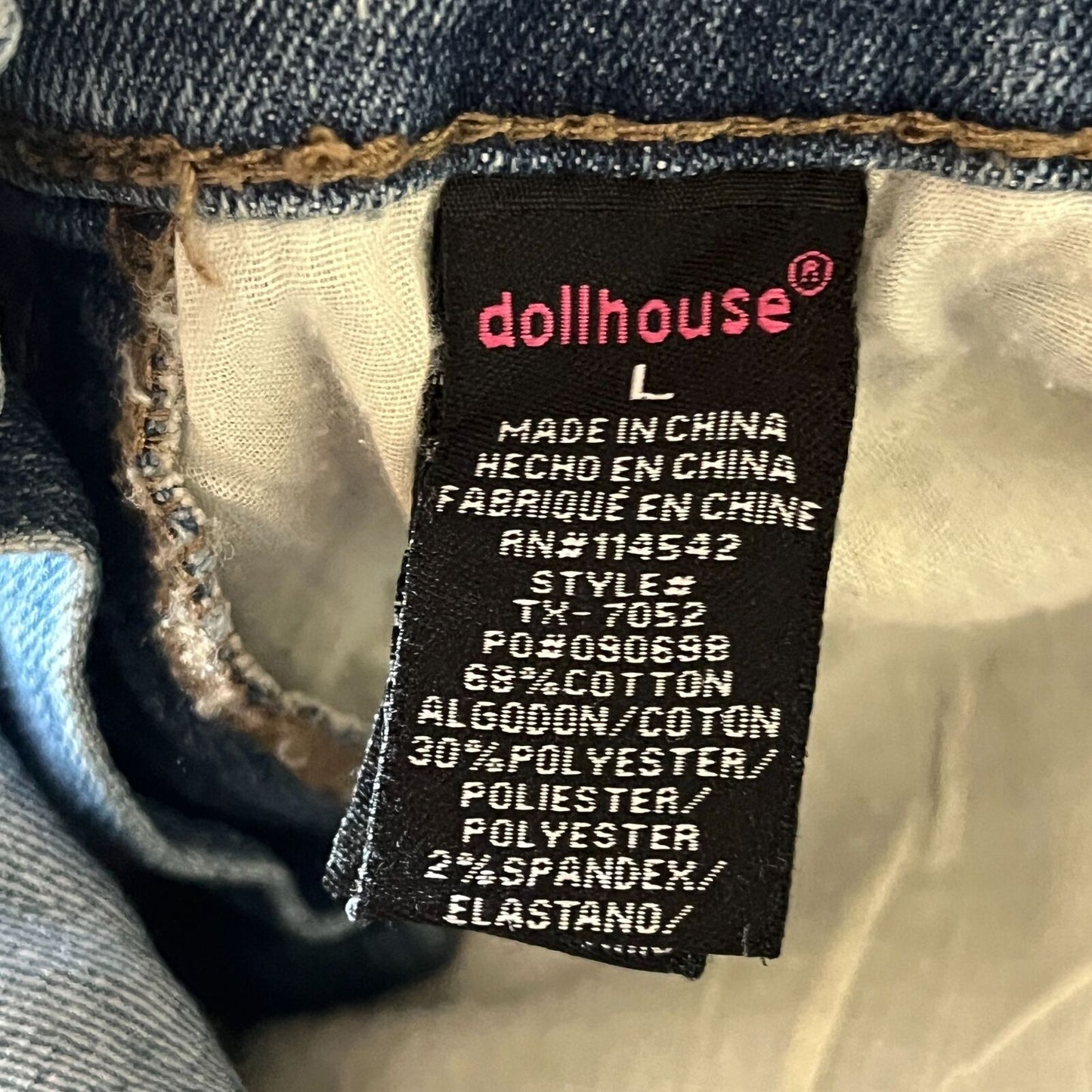 Dollhouse Juniors Sz L Shortalls Denim Overalls Blue Distressed