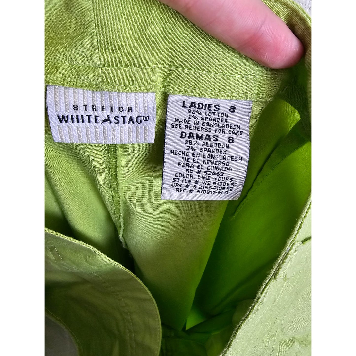 Vintage White Stag Womens Sz 8 Lime Green Capri Pants Cotton