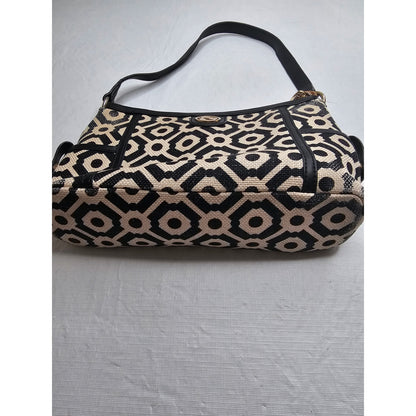 Spartina 449 Womens Shoulder Bag Purse Black White Geometric Print