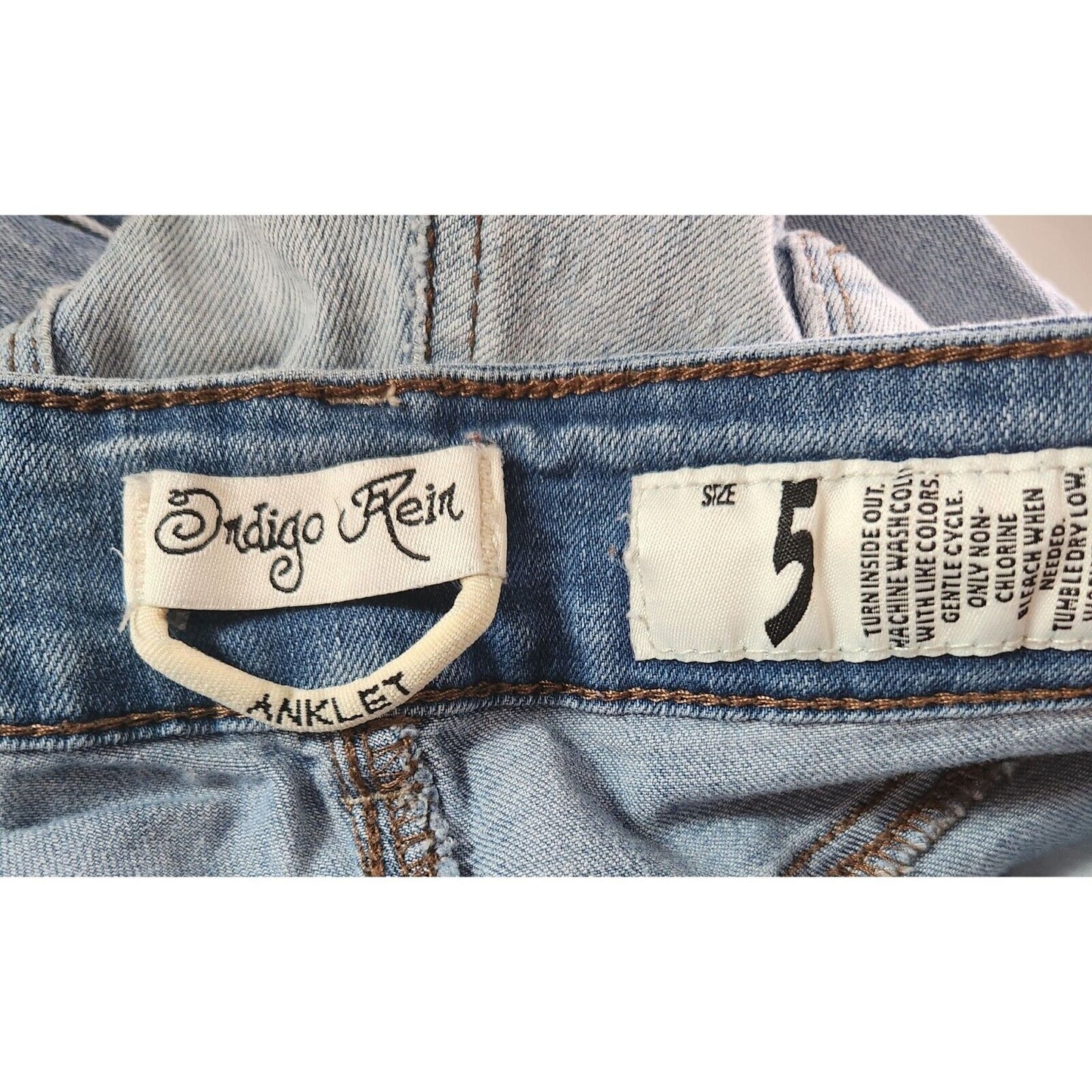 Indigo Rein Juniors Sz 5 Anklet Skinny Blue Jeans Light Wash Distressed