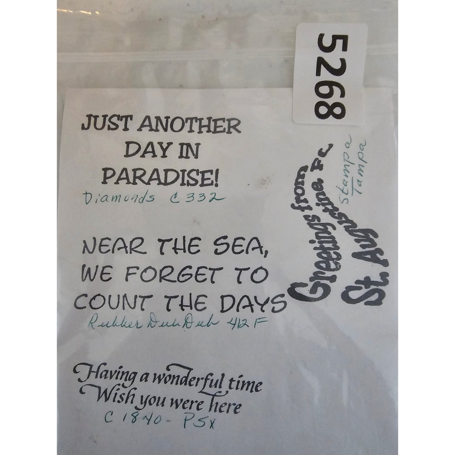 Lot of Unmounted Rubber Stamps Stampa Tampa Beach Vacation Sea Paradise