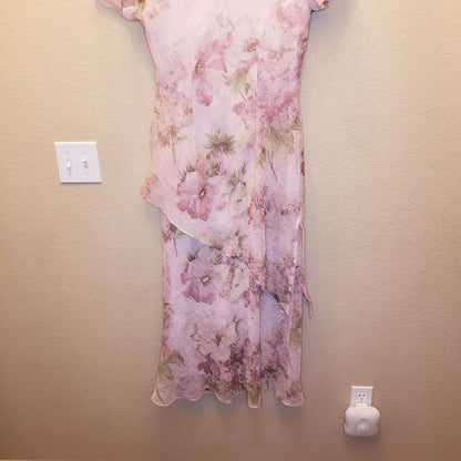 Vintage Miss Dorby Womens Sz 10 Maxi Dress 1990s Floral Light Pink