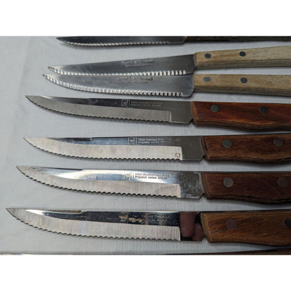 Lot of 15 Vintage Kitchen Knives Royal Saber Hollow Ground Regent Sherwood