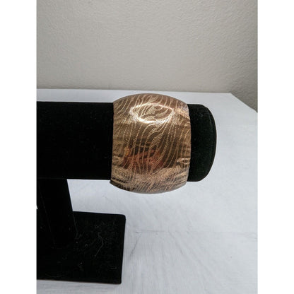 Vintage 1970s Wide Metal Cuff Bracelet Gold Tone Stamped