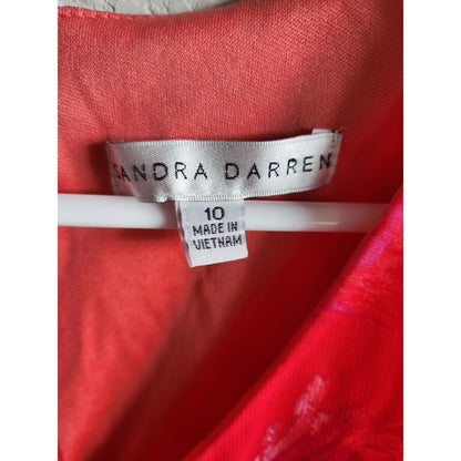 Sandra Darren Womens Sz 10 Pink Knee Length Floral Dress Handkerchief Hem