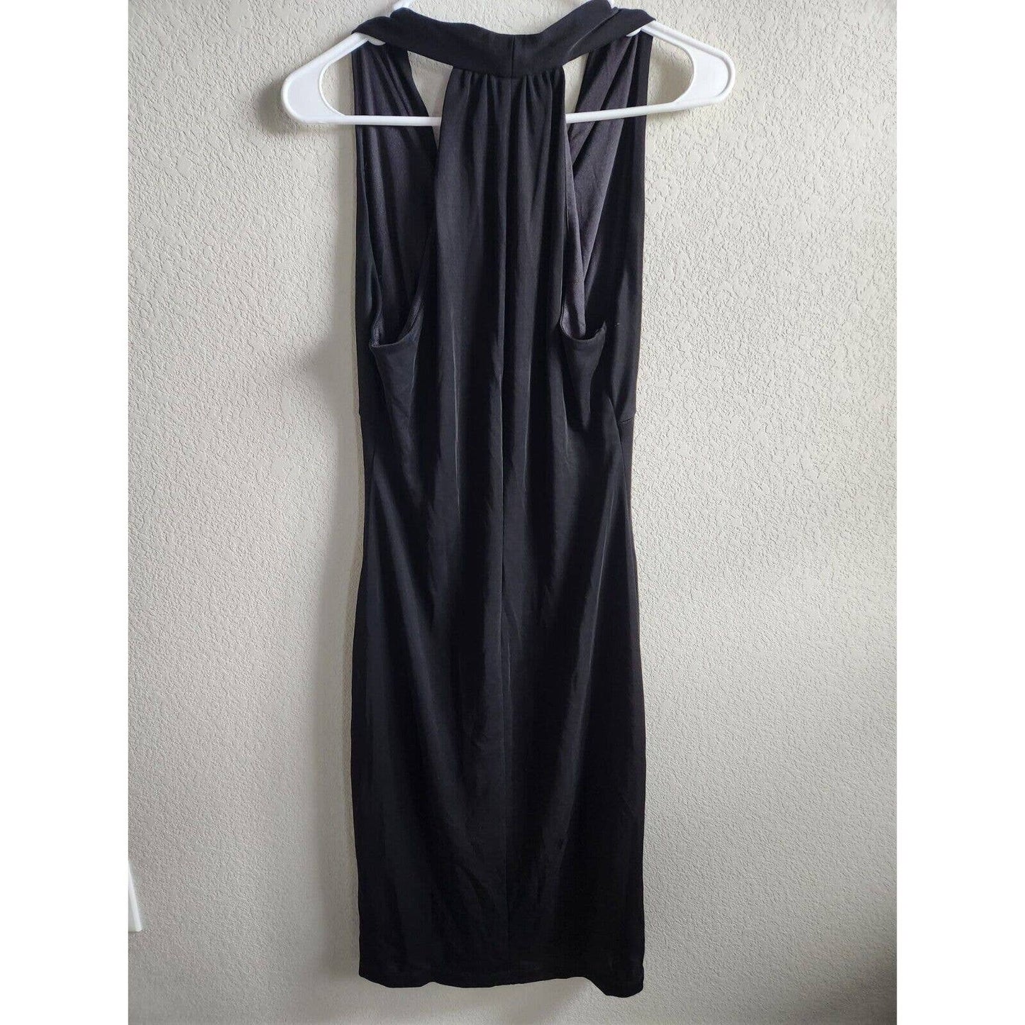 Connected Apparel Womens Sz 12 Solid Black Midi Dress Formal Sleeveless