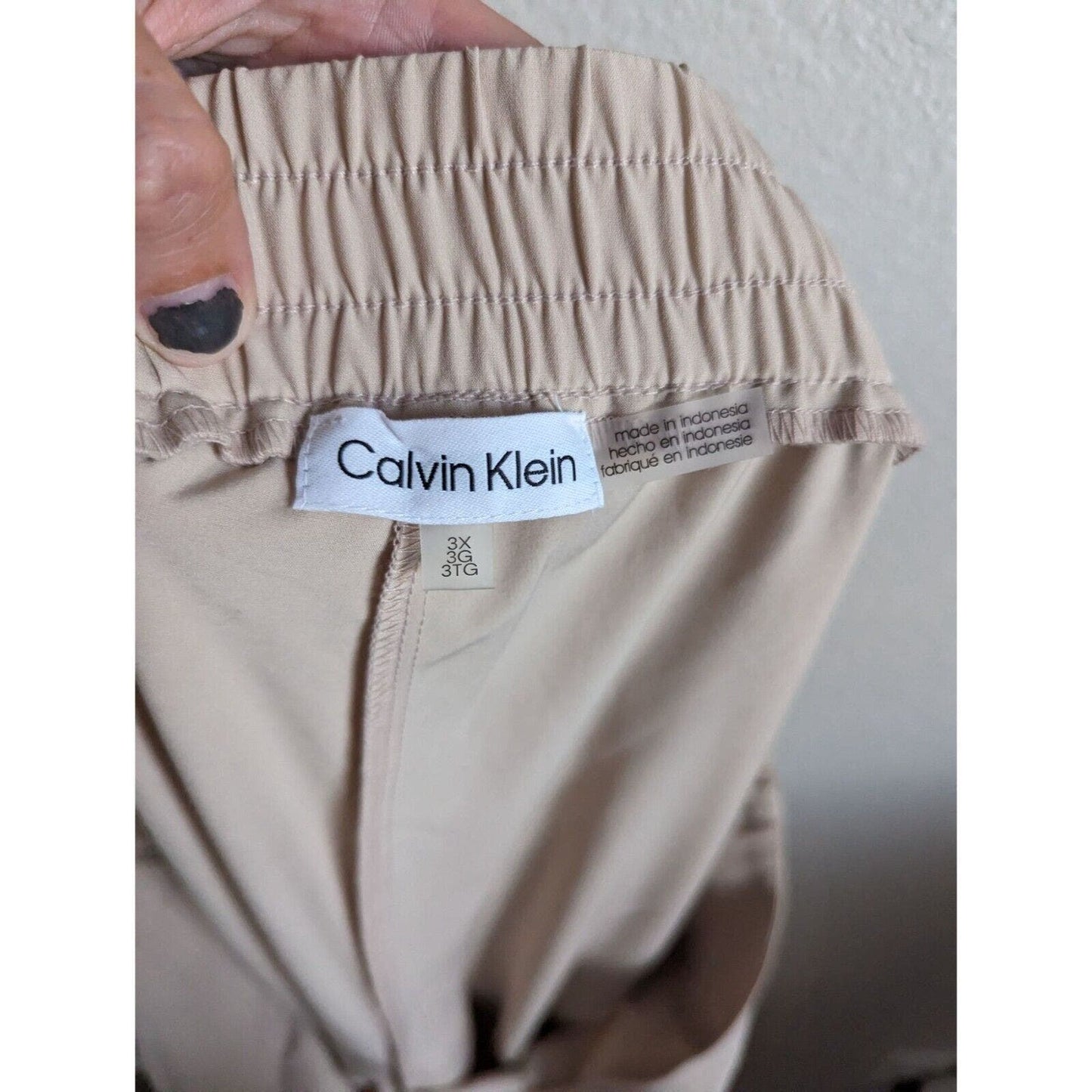 Calvin Klein Womens Sz 2X Light Beige Dress Pants Career Pull On