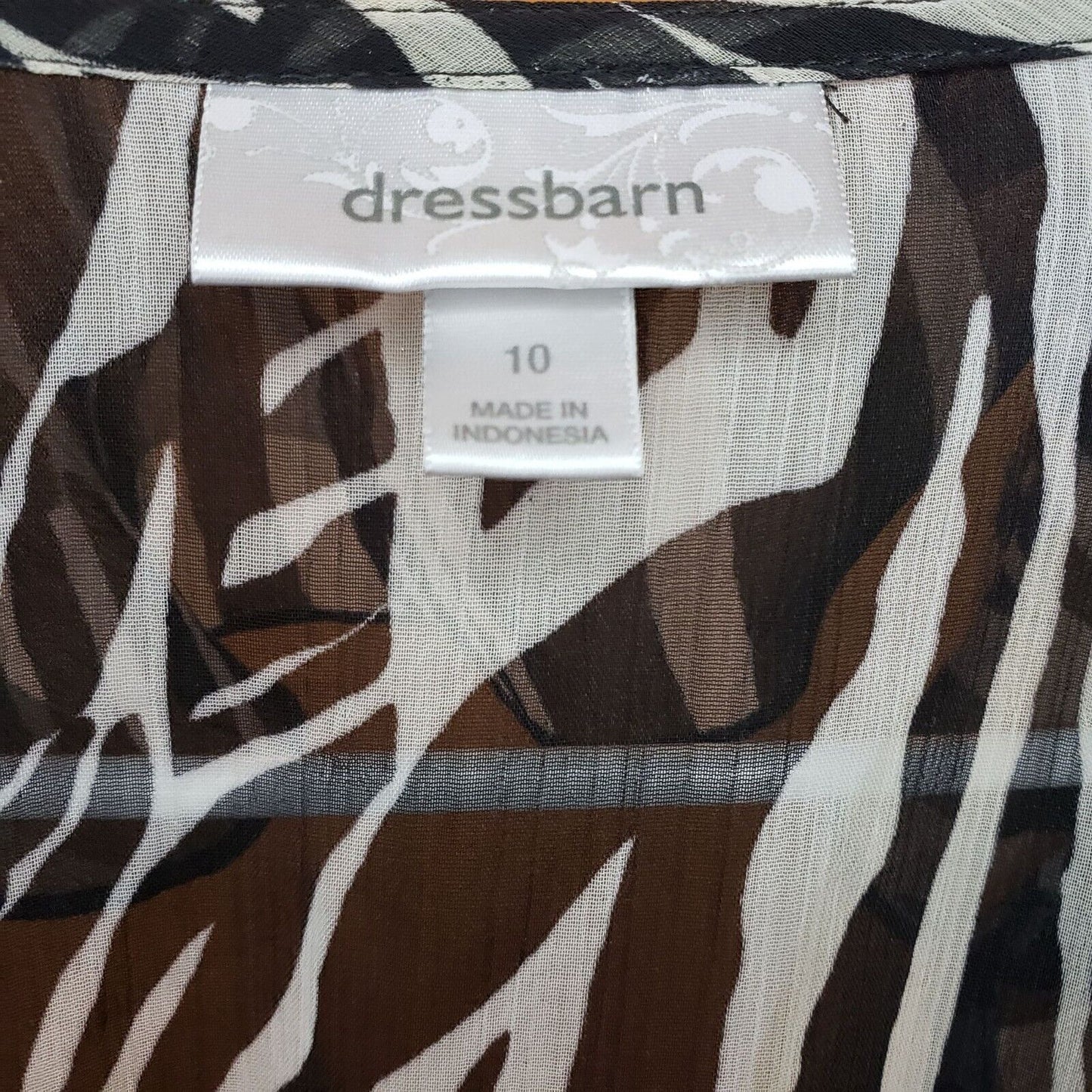 Dressbarn Womens Sz 10 Midi Ruffled Front Dress Zebra Animal Print