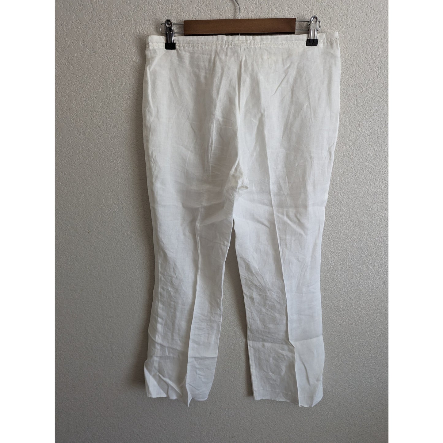 Vintage Lola Womens Sz 38 100% Linen Pull On Wide Leg Casual Pants White