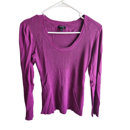 Apt 9 Womens Sz M Purple Long Sleeve Knit Top Ribbed