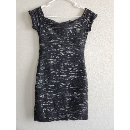 Vintage Y2K Brat Star Womens Sz M Bodycon Mini Dress Black White