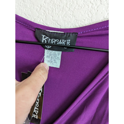 Vintage Y2K Kupcake Womens PL Petite Knee Length Dress Purple Faux Belted Waist