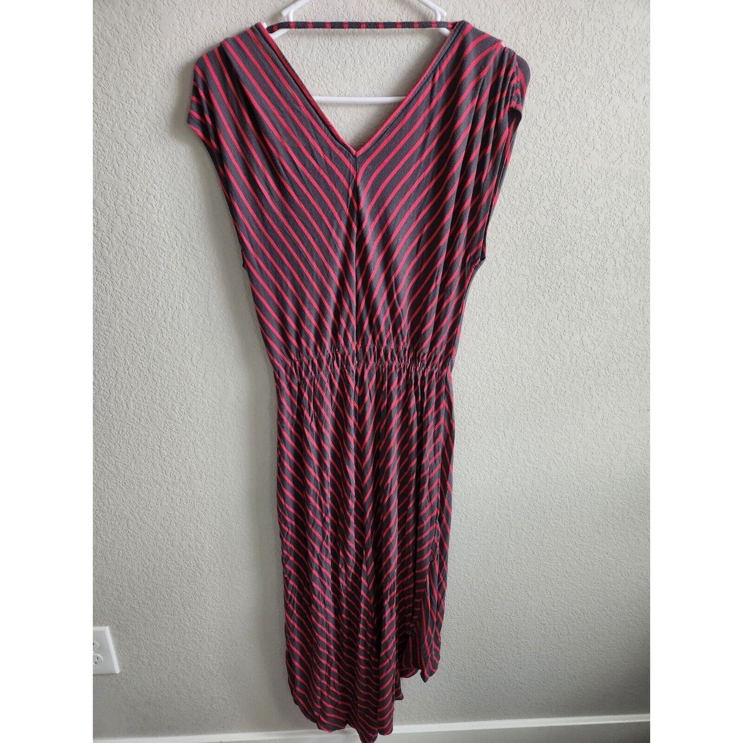 Mossimo Womens Sz S High Low Hem Jersey Knit Dress Gray Pink Chevron